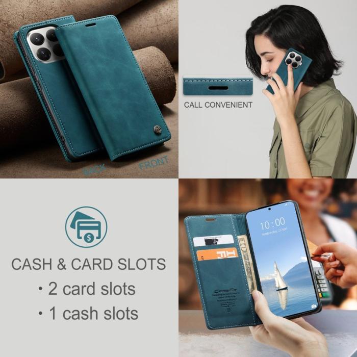Caseme - CASEME 013 Wallet Case för Xiaomi 15T Pro i PU-läder - Blå
