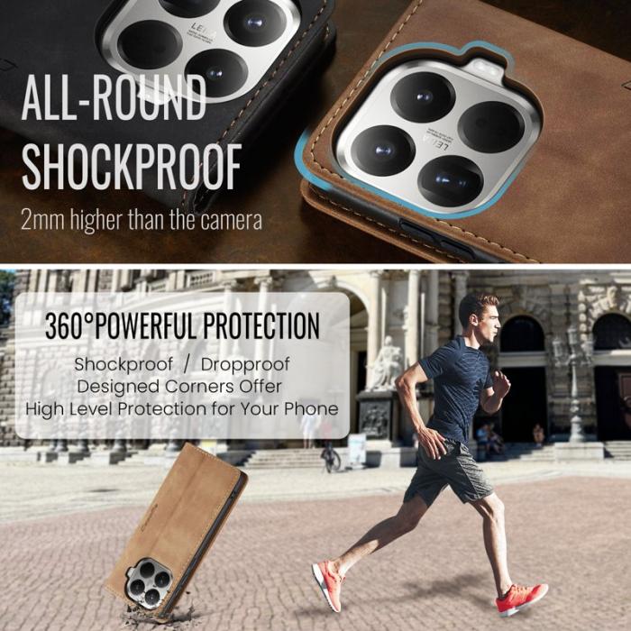 Caseme - CASEME 013 Wallet Case för Xiaomi 15T Pro i PU-läder - Brun