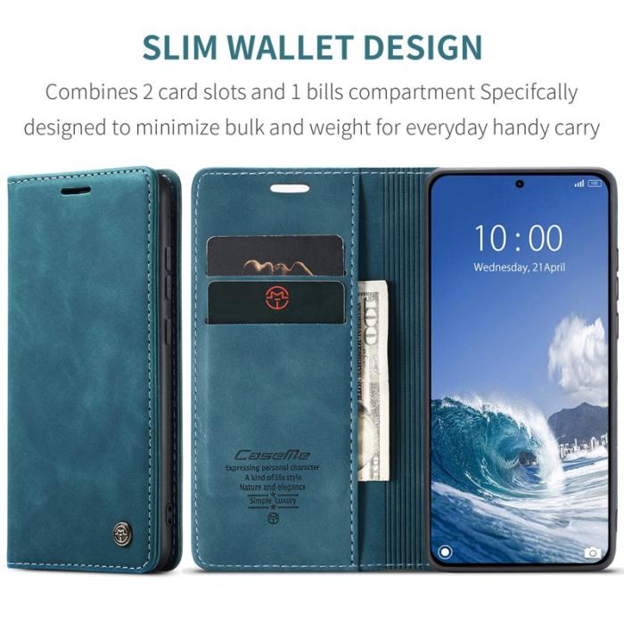 Caseme - CASEME 013 Wallet Case för Xiaomi 15T - PU Läder - Blå