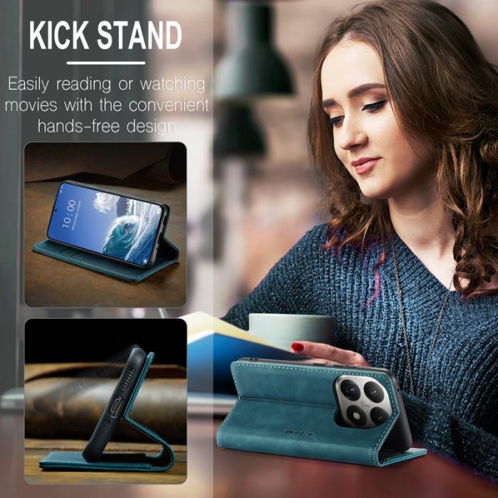 Caseme - CASEME 013 Wallet Case för Xiaomi 15T - PU Läder - Blå