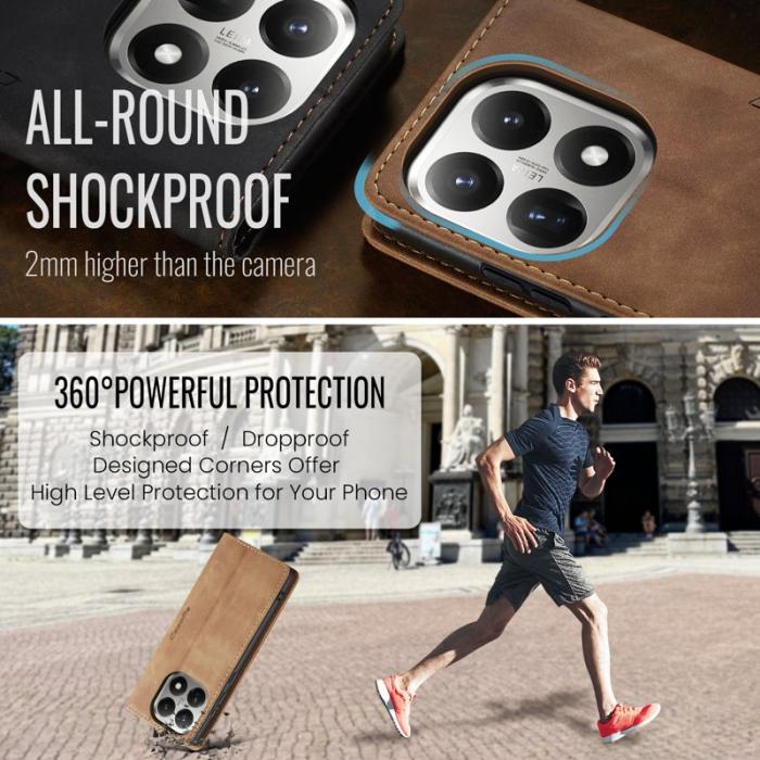Caseme - CASEME 013 Wallet Case för Xiaomi 15T - PU Läder - Brun