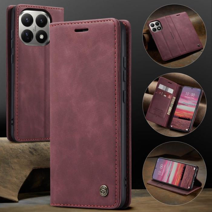 Caseme - CASEME 013 Wallet Case för Xiaomi 15T PU Läder Ställ - Röd