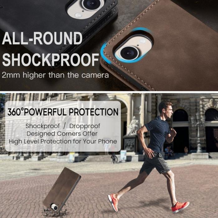 Caseme - CASEME 013 Wallet Case iPhone 16e PU Läder Fodral - Kaffe