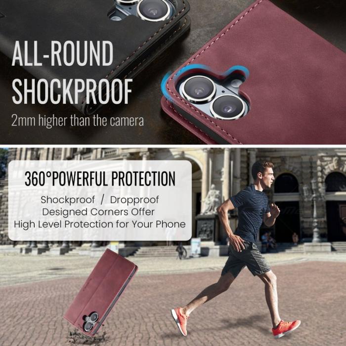 Caseme - CASEME 013 Wallet Case iPhone 17 PU Läder Fodral Ställ - Röd