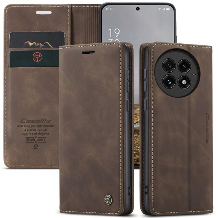Caseme - CASEME 013 Wallet Case OnePlus 13 PU Läder Fodral - Kaffe