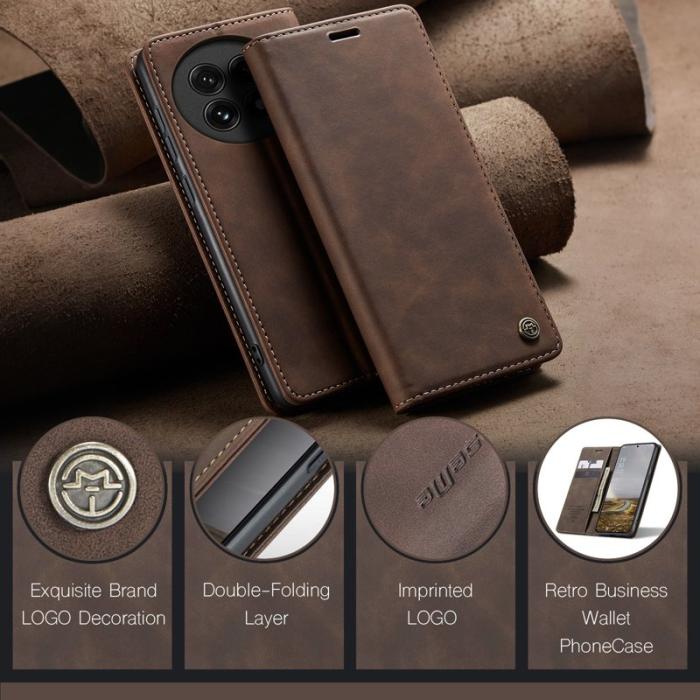 Caseme - CASEME 013 Wallet Case OnePlus 13 PU Läder Fodral - Kaffe
