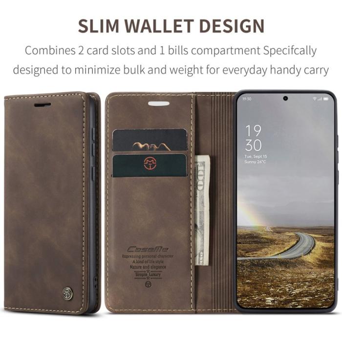 Caseme - CASEME 013 Wallet Case OnePlus 13 PU Läder Fodral - Kaffe