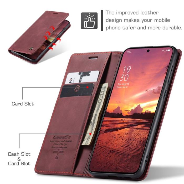 Caseme - CASEME 013 Wallet Case OnePlus 13 PU Läder Fodral - Röd