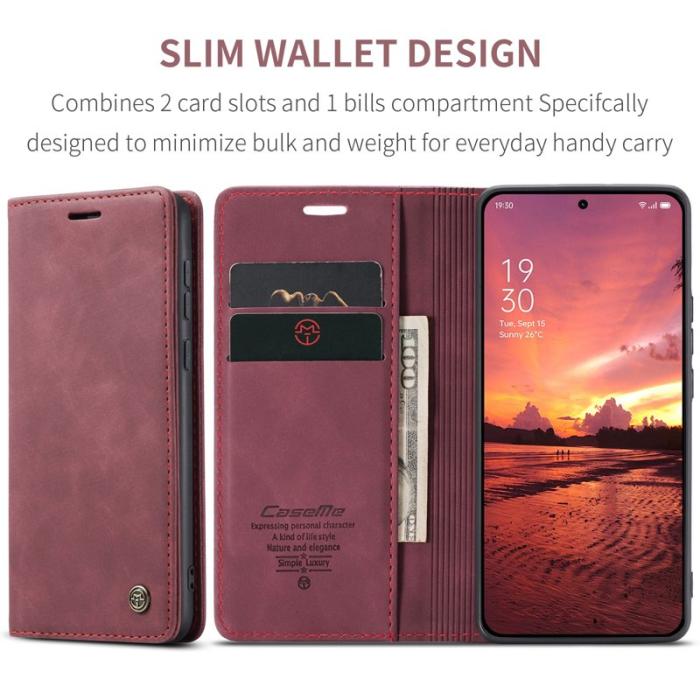Caseme - CASEME 013 Wallet Case OnePlus 13 PU Läder Fodral - Röd