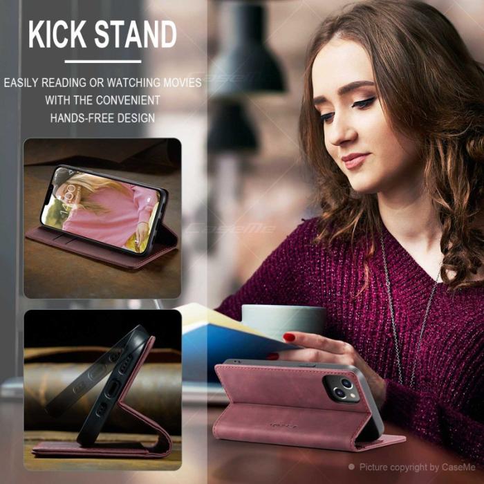Caseme - CASEME 013 Wallet Design Fodral i PU Läder för iPhone 13 - Röd