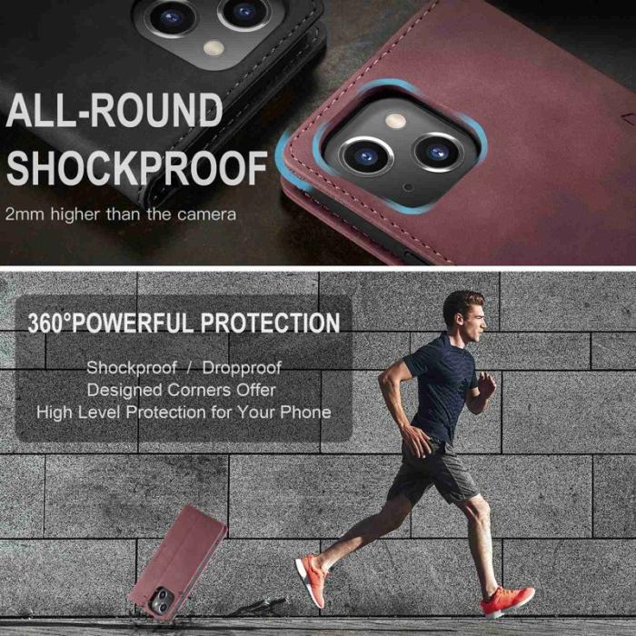 Caseme - CASEME 013 Wallet Design Fodral i PU Läder för iPhone 13 - Röd