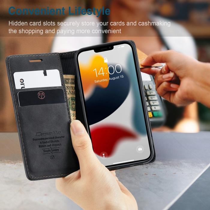 Caseme - CASEME 013 Wallet Fodral i PU Läder för iPhone 13 - Svart