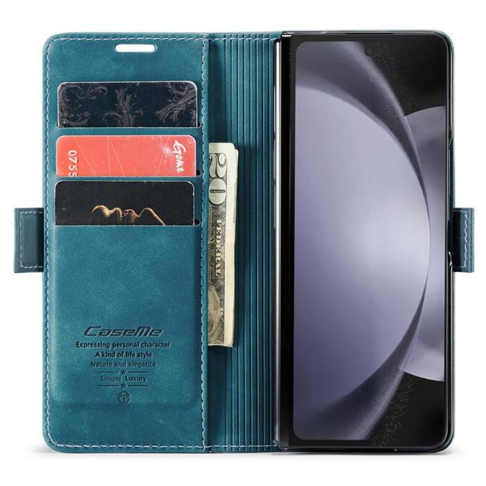 Caseme - CASEME 013 Wallet Leather Case för Samsung Galaxy Z Fold5 - Blå