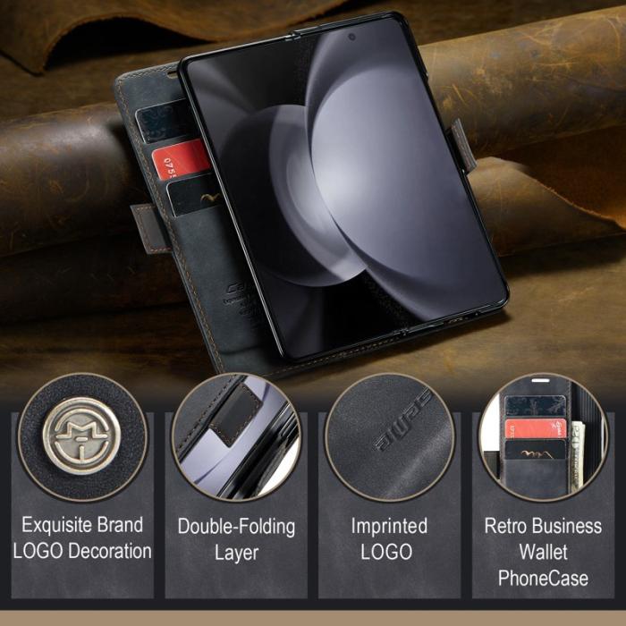 Caseme - CASEME 013 Wallet Leather Case för Samsung Galaxy Z Fold5 - Svart