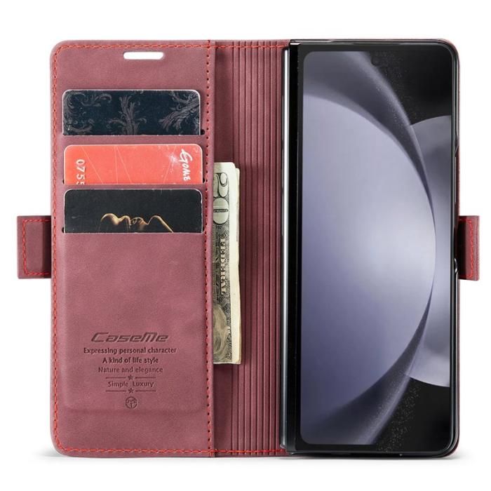 Caseme - CASEME 013 Wallet Leather Case för Samsung Galaxy Z Fold5 - Vinröd