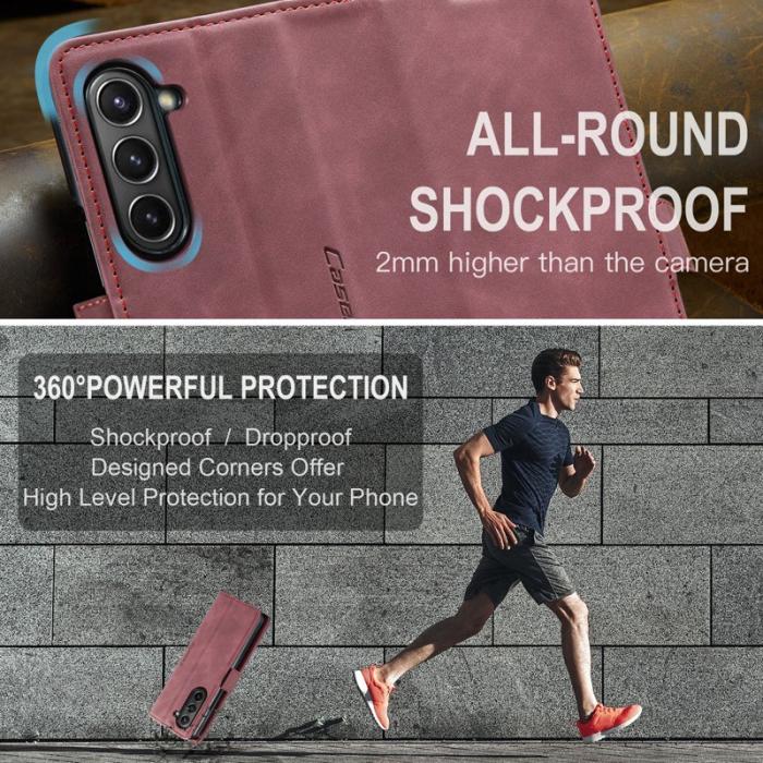 Caseme - CASEME 013 Wallet Leather Case för Samsung Galaxy Z Fold5 - Vinröd