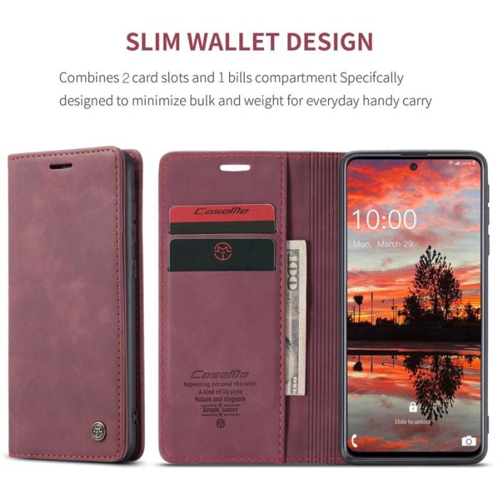 Caseme - CASEME 013 Wallet Skal PU Läder TPU för Samsung Galaxy A33 5G - Röd