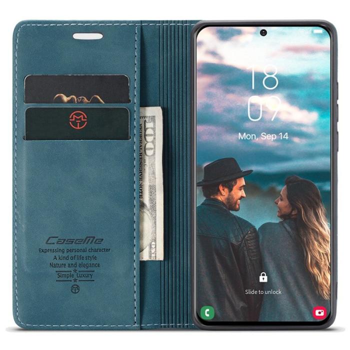Caseme - CASEME 013 Wallet Stand Cover för Samsung Galaxy S21 FE - Blå