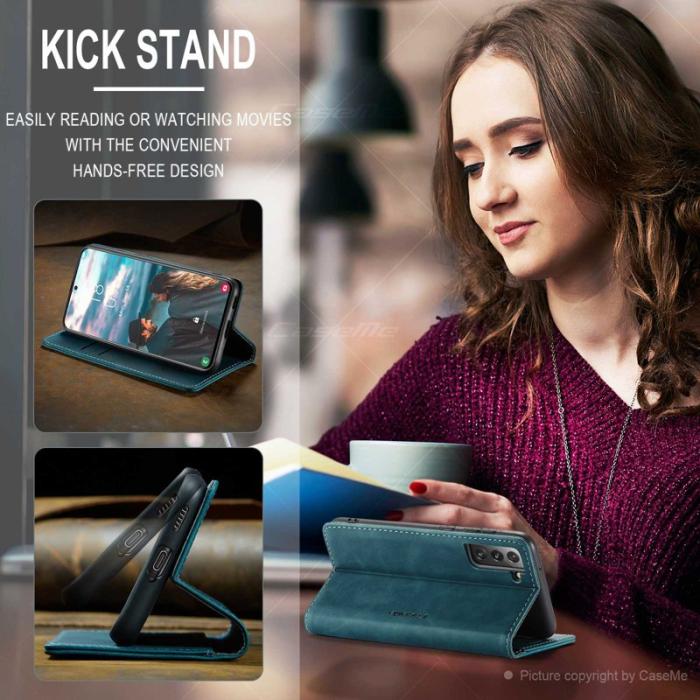 Caseme - CASEME 013 Wallet Stand Cover för Samsung Galaxy S21 FE - Blå