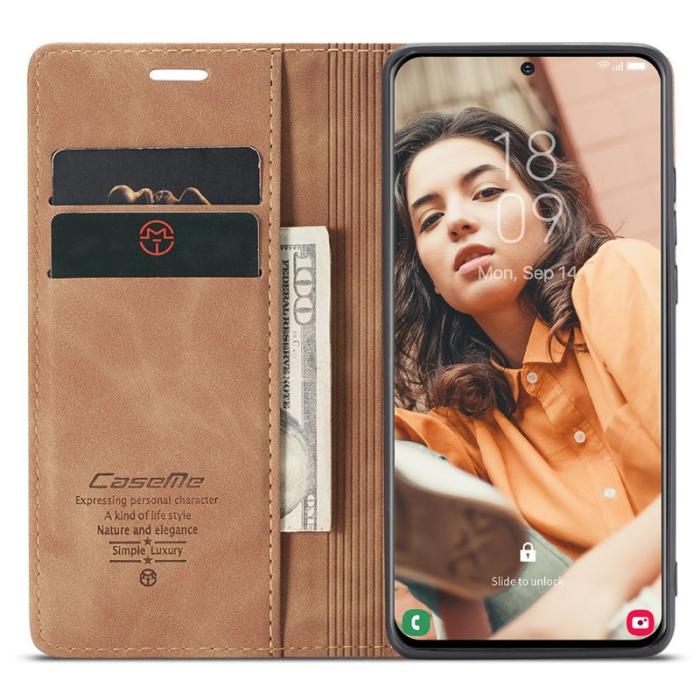 Caseme - CASEME 013 Wallet Stand Cover för Samsung Galaxy S21 FE - Brun