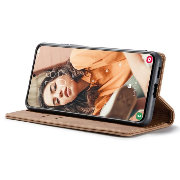 Caseme - CASEME 013 Wallet Stand Cover för Samsung Galaxy S21 FE - Brun