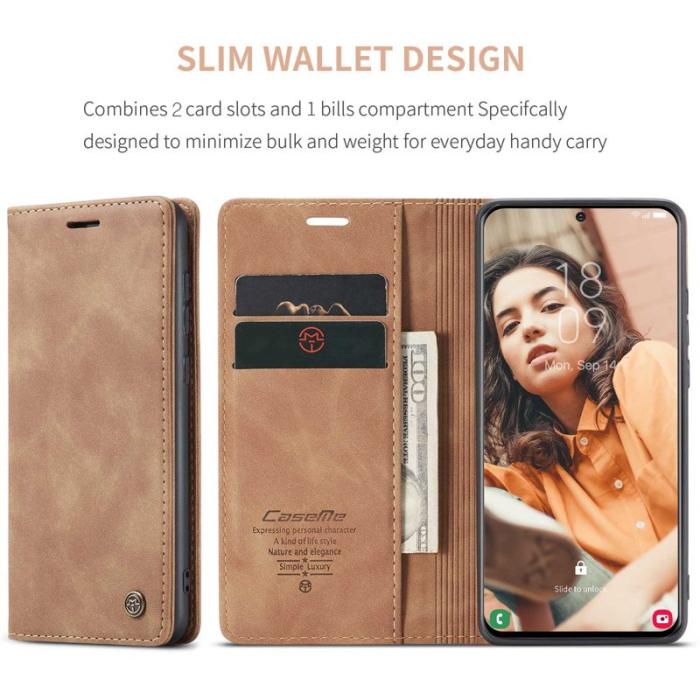 Caseme - CASEME 013 Wallet Stand Cover för Samsung Galaxy S21 FE - Brun