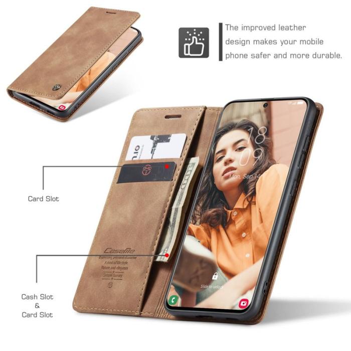 Caseme - CASEME 013 Wallet Stand Cover för Samsung Galaxy S21 FE - Brun
