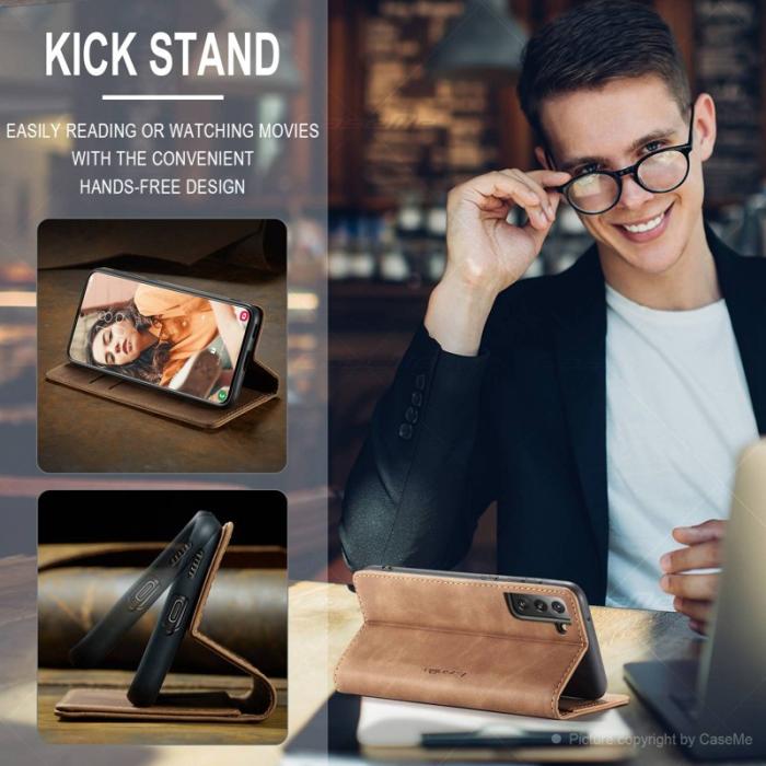 Caseme - CASEME 013 Wallet Stand Cover för Samsung Galaxy S21 FE - Brun