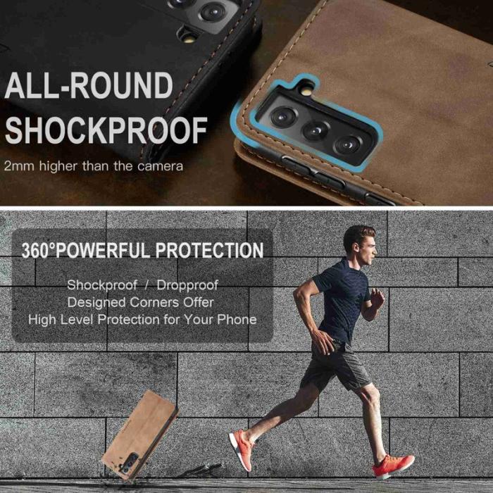 Caseme - CASEME 013 Wallet Stand Cover för Samsung Galaxy S21 FE - Brun