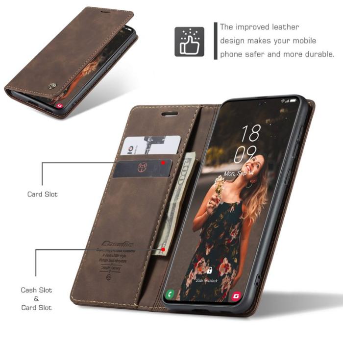 Caseme - CASEME 013 Wallet Stand Cover för Samsung Galaxy S21 FE - Coffee
