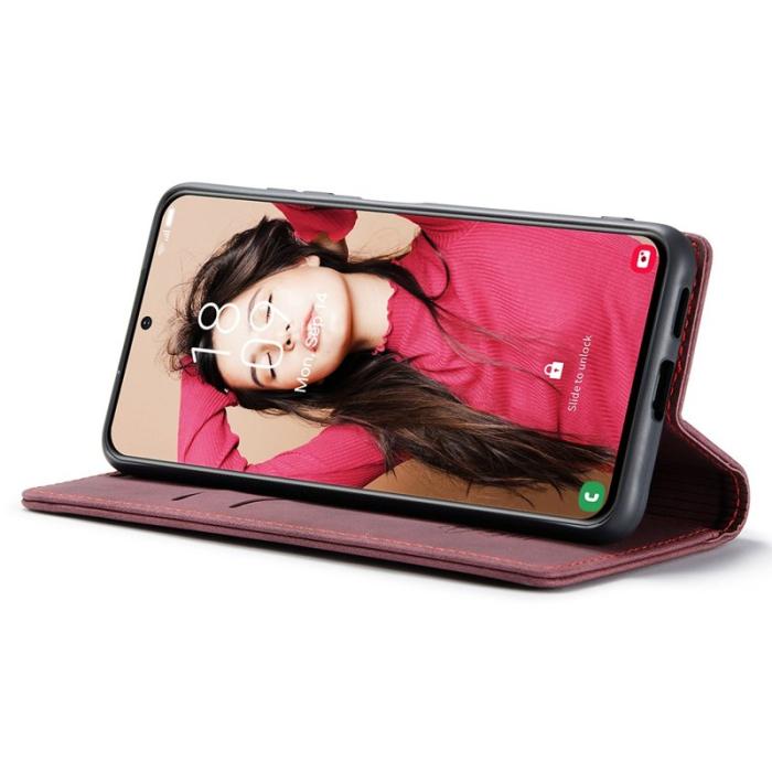 Caseme - CASEME 013 Wallet Stand Cover för Samsung Galaxy S21 FE - Röd