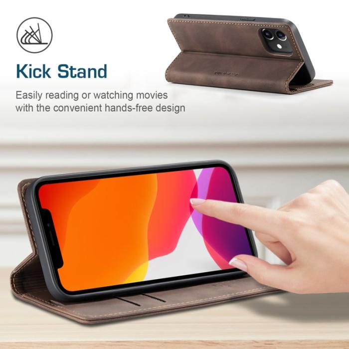 Caseme - CASEME 013 Wallet Stand Fodral i Läder för iPhone 12 mini - Coffee