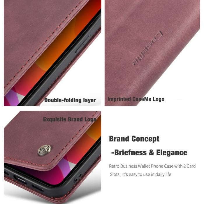 Caseme - CASEME 013 Wallet Stand Fodral iPhone 12 mini Vinröd