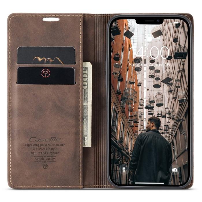 Caseme - CASEME 013 Wallet Stand Mobilskal för iPhone 13 Pro Max - Brun