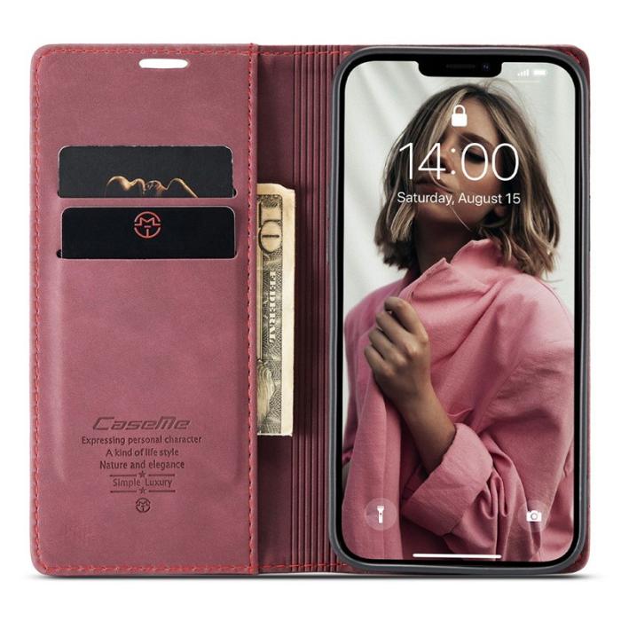 Caseme - CASEME 013 Wallet Stand Skal för iPhone 13 Pro Max - Röd