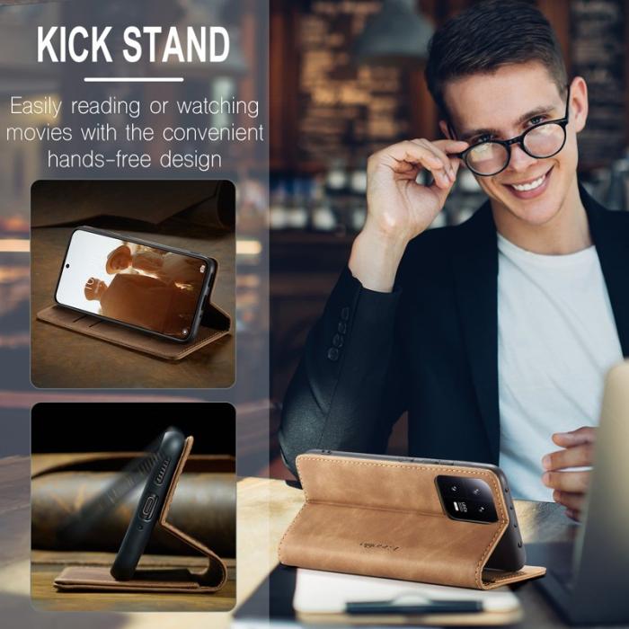 Caseme - CASEME 013 Xiaomi 13 5G PU Läder Ställfodral - Brun