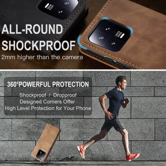 Caseme - CASEME 013 Xiaomi 13 5G PU Läder Ställfodral - Brun