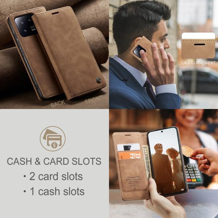 Caseme - CASEME 013 Xiaomi 13 5G PU Läder Ställfodral - Brun