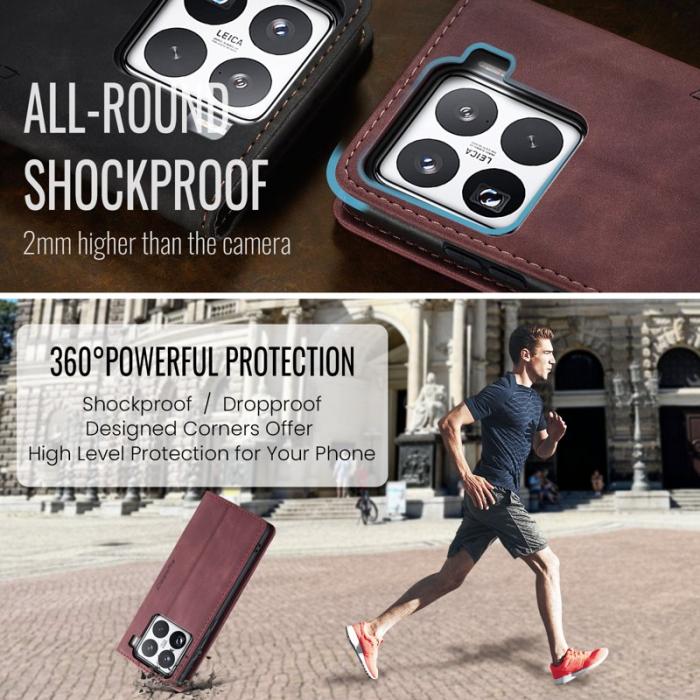 Caseme - CASEME 013 Xiaomi 15 Pro Wallet Case PU Läder Fodral Röd