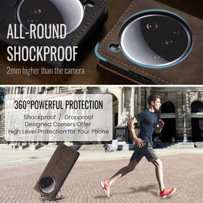 Caseme - CASEME 013 Xiaomi 15 Ultra Wallet Case PU Läder Fodral - Kaffe