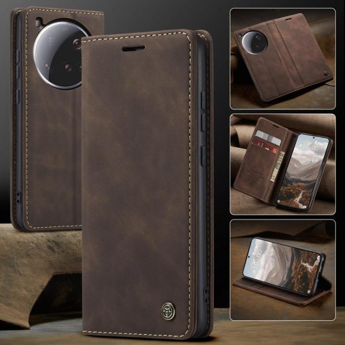 Caseme - CASEME 013 Xiaomi 15 Ultra Wallet Case PU Läder Fodral - Kaffe