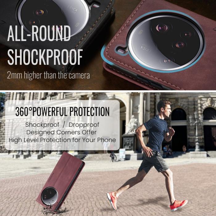 Caseme - CASEME 013 Xiaomi 15 Ultra Wallet Case PU Läder Fodral Röd