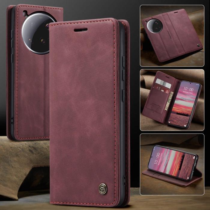 Caseme - CASEME 013 Xiaomi 15 Ultra Wallet Case PU Läder Fodral Röd