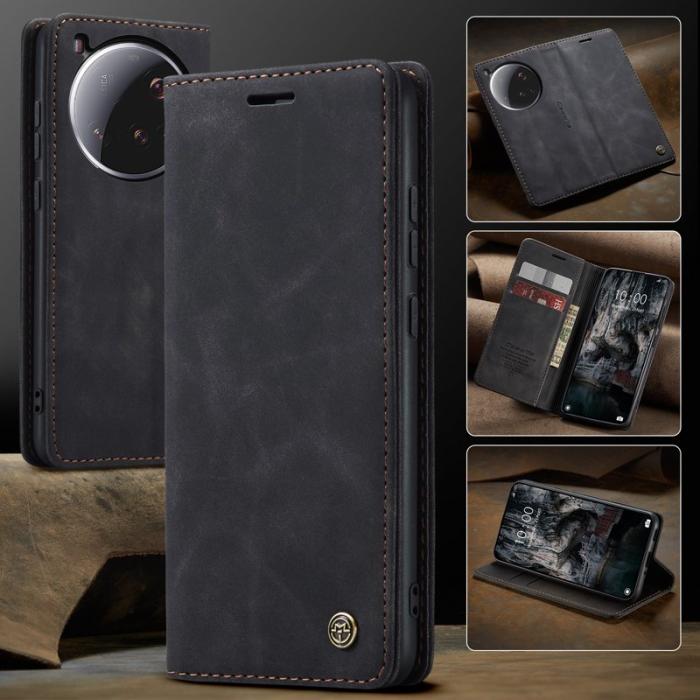 Caseme - CASEME 013 Xiaomi 15 Ultra Wallet Case PU Läder Fodral Svart