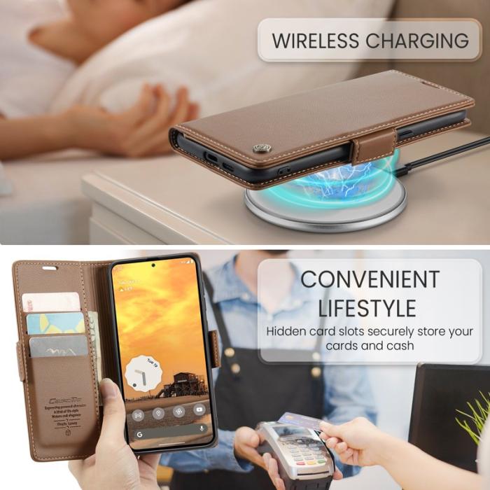 Caseme - CASEME 023 Google Pixel 9a Mobilskal RFID-Skydd Glansig Brun