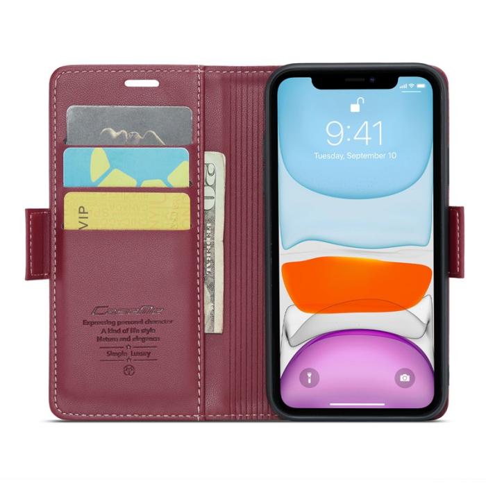 Caseme - CASEME 023 iPhone 11 Läderfodral RFID Blockering Röd