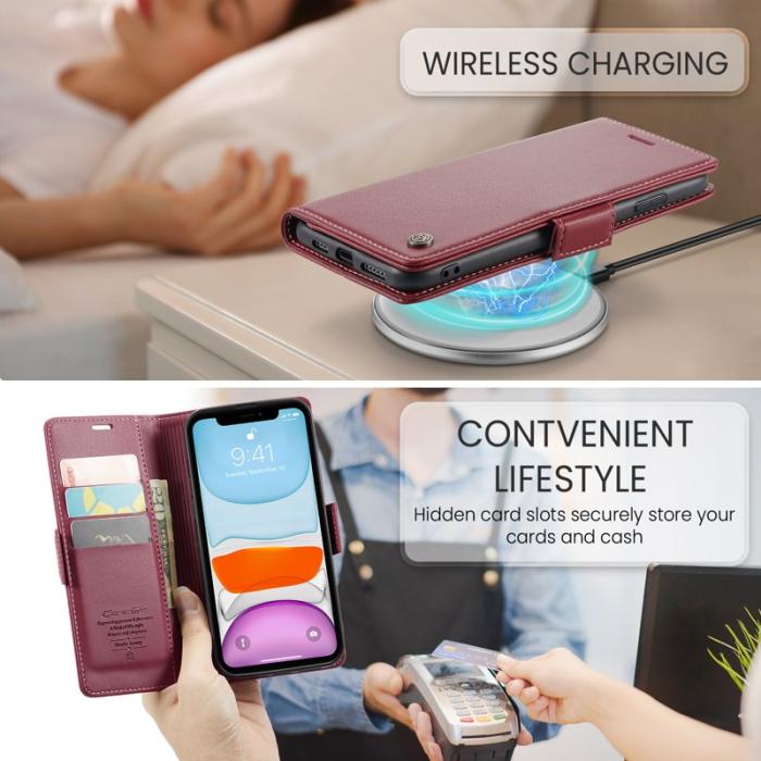 Caseme - CASEME 023 iPhone 11 Läderfodral RFID Blockering Röd