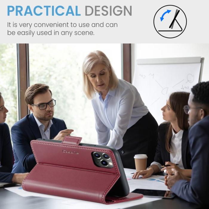 Caseme - CASEME 023 iPhone 11 Pro Max läderfodral RFID Blockering Röd