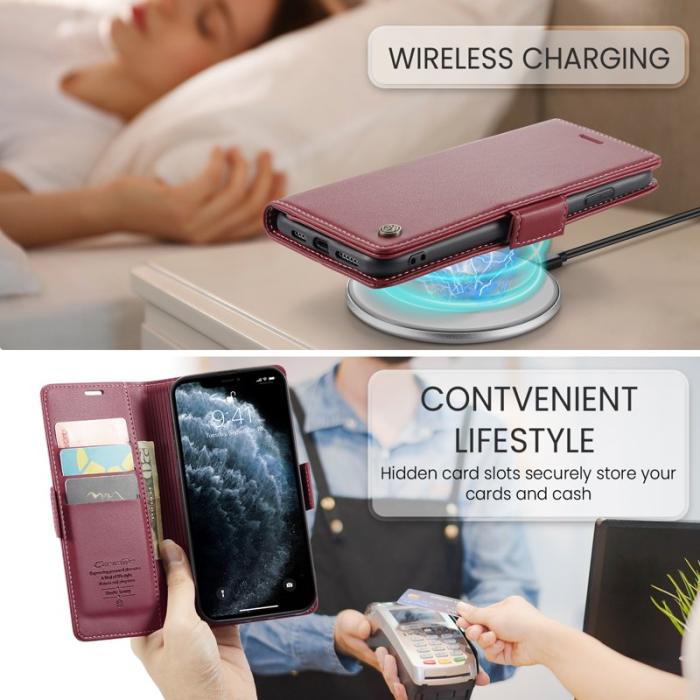 Caseme - CASEME 023 iPhone 11 Pro Max läderfodral RFID Blockering Röd