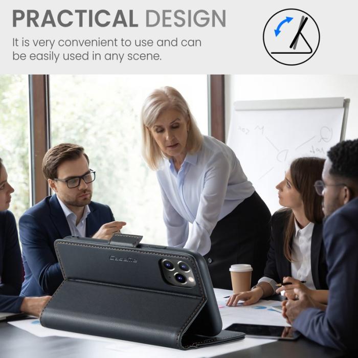 Caseme - CASEME 023 iPhone 11 Pro Max Läderfodral RFID Blockering Svart